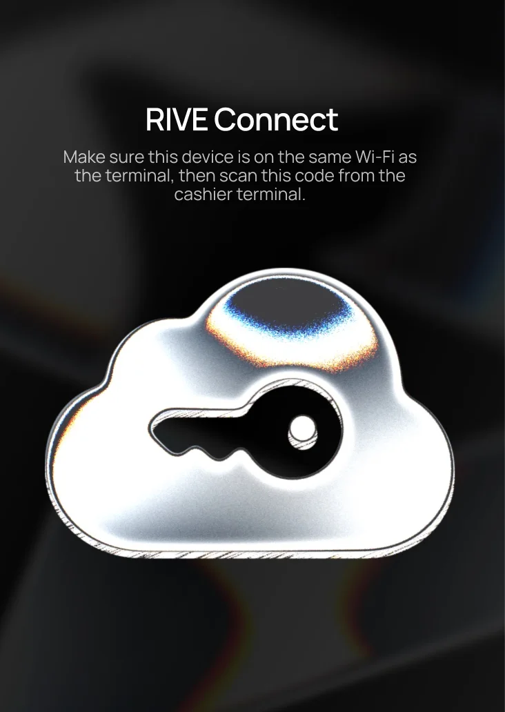 The Rive Connect pairing screen on the kitchen tablet